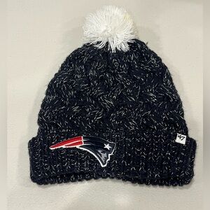 47 Brand New England Patriots Women's Pom Pom Beanie Hat Black One Size